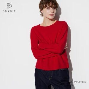 Uniqlo - 3D Knit Cotton Crew Neck Sweater in Red - Size Medium